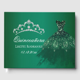 Livro De Visitas Emerald Green Personalizou Quinceanera
