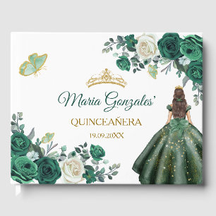Livro De Visitas Emerald Green Quinceañera Floral Guest Book