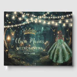 Livro De Visitas Encantada Floresta Emerald Green Dress Quinceanera