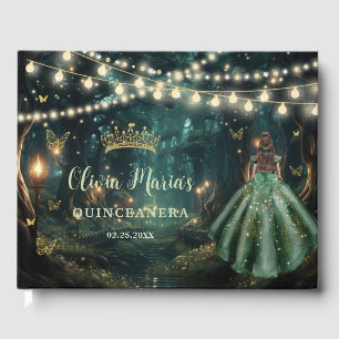 Livro De Visitas Encantada Floresta Emerald Green Dress Quinceanera