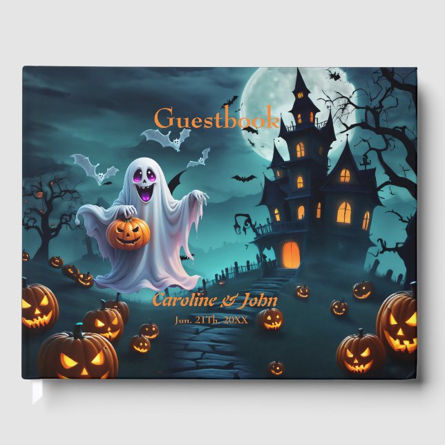 Livro De Visitas Encantando a design de Halloween. (Frente)