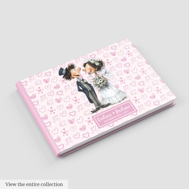 Livro De Visitas Engraçado Cartoon Noiva e Guestbook do Groom (Funny Cartoon Bride and Groom Guestbook)