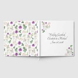 Livro De Visitas Equestrian Purple Floral Wedding Guest Book