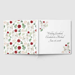 Livro De Visitas Equestrian Red Floral Wedding Guest Book