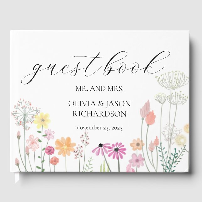 Livro De Visitas Escrita Legante De Casamento De Primavera Selvagem (Frente)