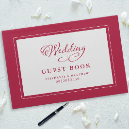 Livro De Visitas Escrito Elegante Magenta Red Wedding Keepsakic