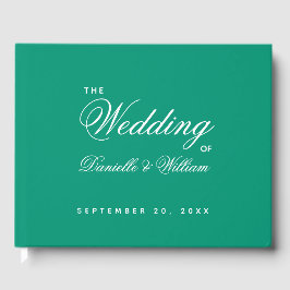 Livro De Visitas Escrito Simples Emerald Verde de Casamento