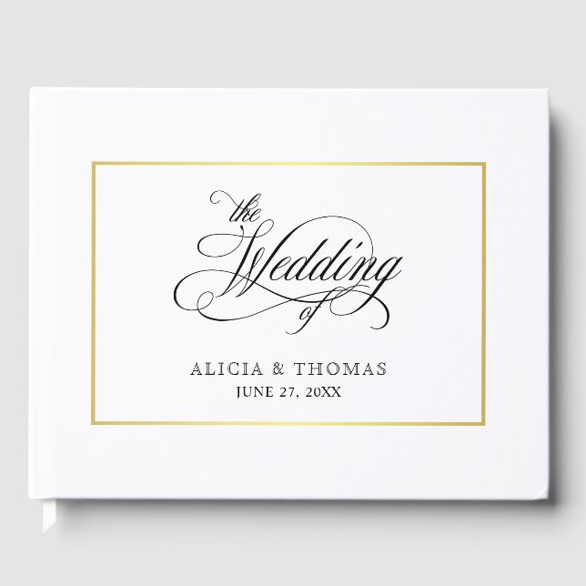 Livro De Visitas Escuridão Elegante Florea Casamento Calliográfico (Frente)