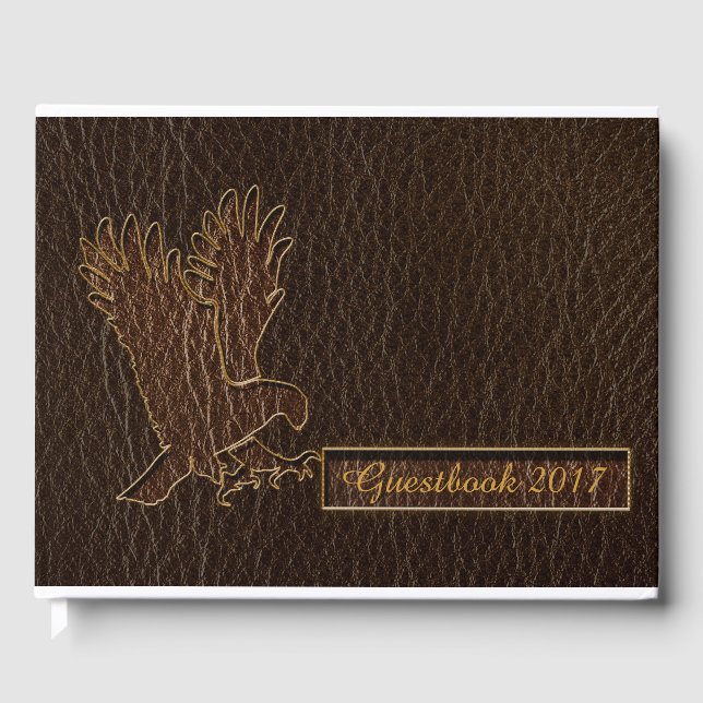 Livro De Visitas Escuro De Leather-Look Eagle (Frente)