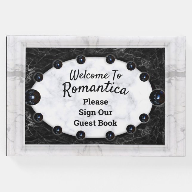 Livro De Visitas Esferas Negras de Moldura Branca (Frente)