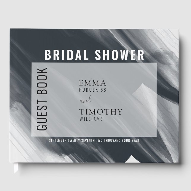 Livro De Visitas Esmagamentos modernos, pretos e cinzas (Frente)