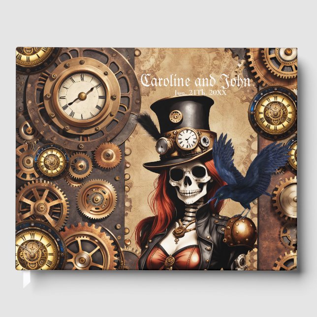 Livro De Visitas Esqueleto Steampunk Mais Comprido (Frente)