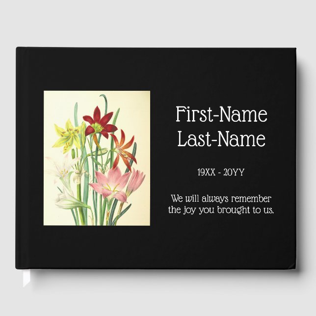 Livro De Visitas Estilo Clássico Lembrança Funeral Floral Guestbook (Frente)