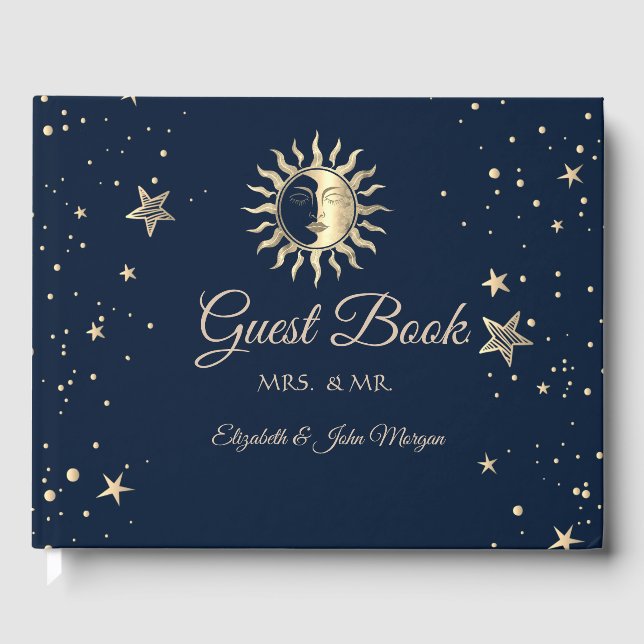 Livro De Visitas Estrelas Sol Ouro Celestial (Frente)