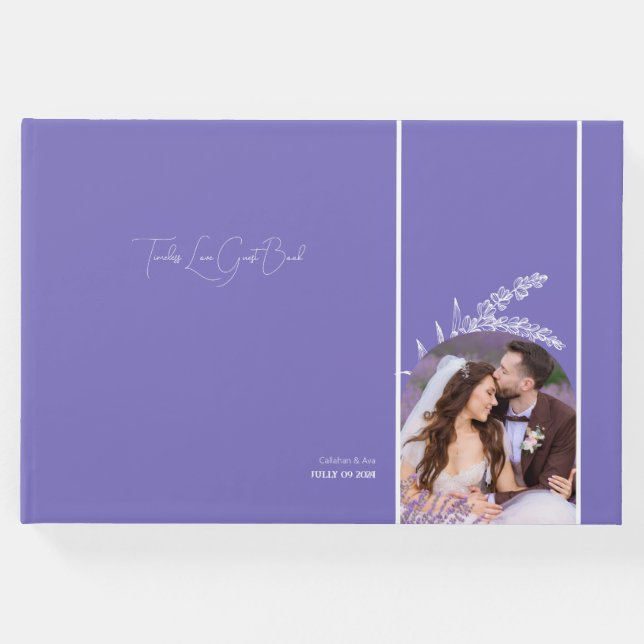 Livro De Visitas Eterno Ama flores roxas e foto (Frente)