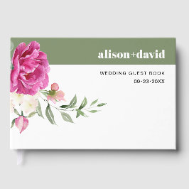 Livro De Visitas Eucalyptus branquela rosa flores do casamento