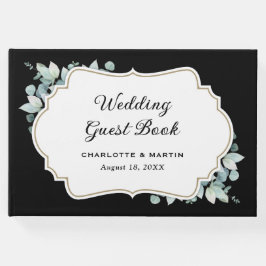Livro De Visitas Eucalyptus Greenery Casamento Negro e Branco