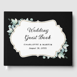 Livro De Visitas Eucalyptus Greenery Casamento Negro e Branco