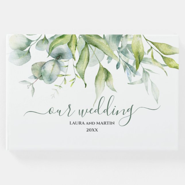 Livro De Visitas Eucalyptus greenery elegance design fresco (Frente)