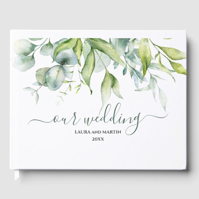 Livro De Visitas Eucalyptus greenery elegance design fresco (Frente)