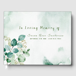 Livro De Visitas Eucalyptus Leaf Spray Funeral Memorial Guest