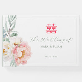 Livro De Visitas Eucalyptus Peonies China Weding Guest Book