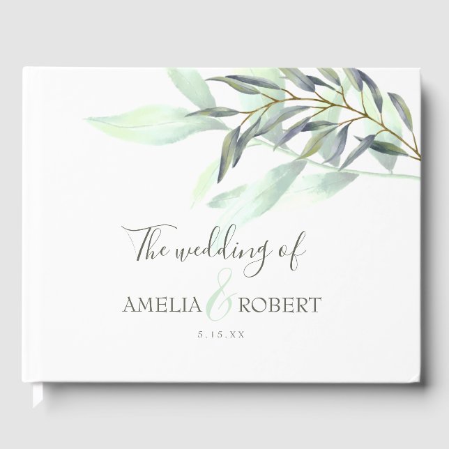 Livro De Visitas Eucalyptus Watercolor (Frente)