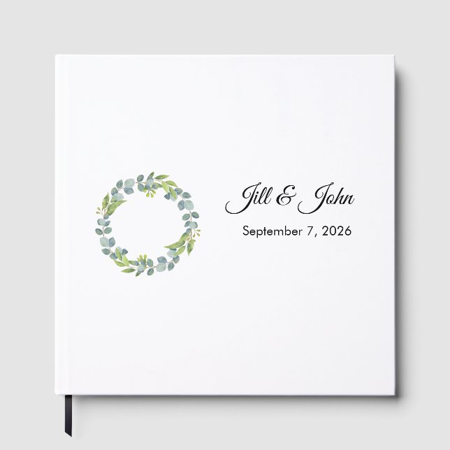 Livro De Visitas Eucalyptus Wreath Landscape Wedding Guest Book (Frente)