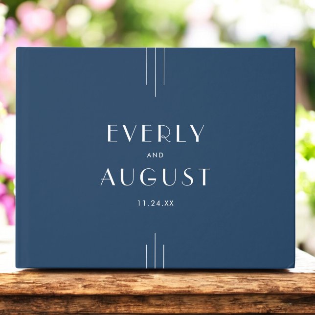 Livro De Visitas EVERLY Classic Modern Art Deco Navy Blue Wedding (EVERLY Classic Modern Art Deco Navy Blue Wedding Guest Book)