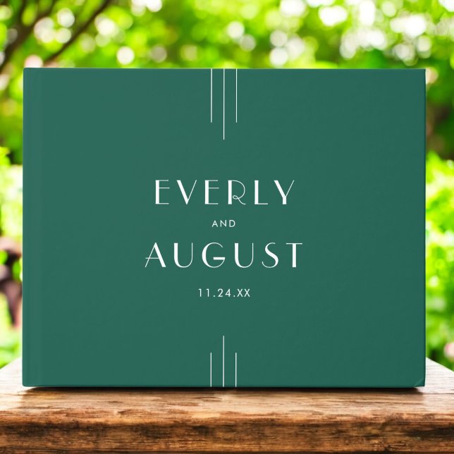 Livro De Visitas EVERLY Jewel Tone Art Deco Emerald Green Wedding (EVERLY Jewel Tone Art Deco Emerald Green Wedding Guest Book)