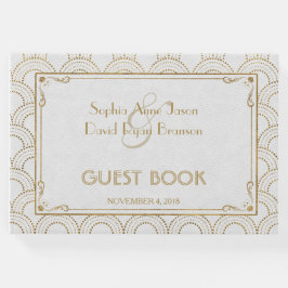 Livro De Visitas Excelente Branco Gatsby Art Deco Casamento Dourado