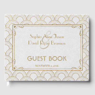 Livro De Visitas Excelente Branco Gatsby Art Deco Casamento Dourado