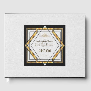 Livro De Visitas Excelente Gatsby Arte Branca Dourada Casamento