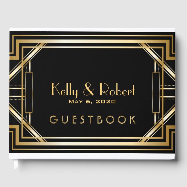 Livro De Visitas Excelente Gatsby Inspirou Art Deco Weding Guest Bo (Frente)
