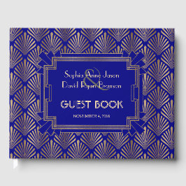 Livro De Visitas Excelente Real Marinho Azul Dourada Gatsby Art Dec