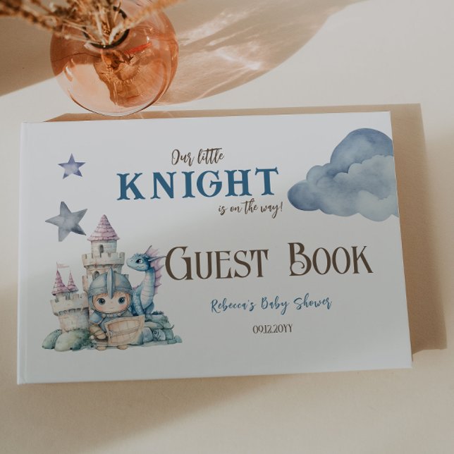 Livro De Visitas Fairytale Dreamy Dragon Blue Knight Chá de fraldas (Criador carregado)