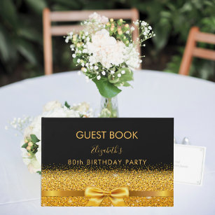 Livro De Visitas faísca 80 festa de aniversário arco preto de ouro