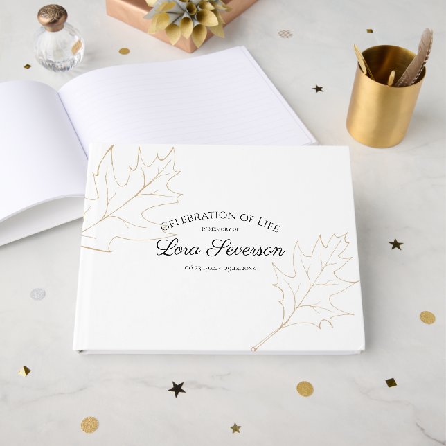 Livro De Visitas Fall Oak deixa Celebração do Memorial da Vida (Frente aberta)