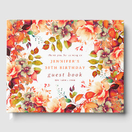 Livro De Visitas Fall Watercolor Floral aniversário de 30 anos Gues