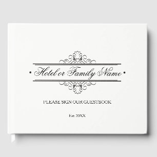 Livro De Visitas Família personalizada preto e branco elegante do