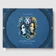 Fantasia design de cabeças de leão e de mulheres.