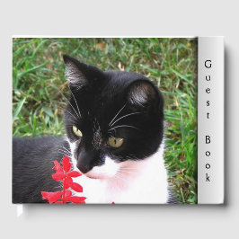 Livro De Visitas Fantástico Gato Tuxedo em Texto Personalizado do J