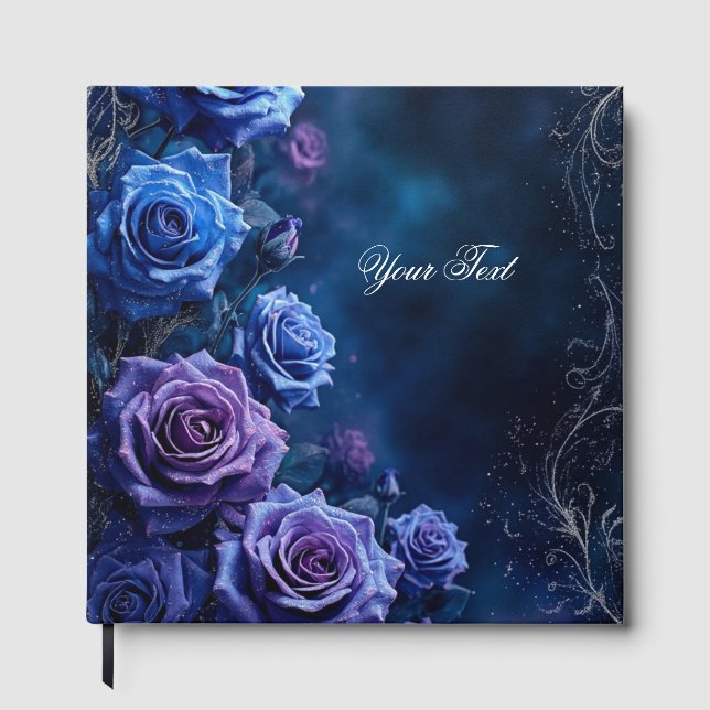Livro De Visitas Fantasy Blue and Purple Wedding Roses (Frente)