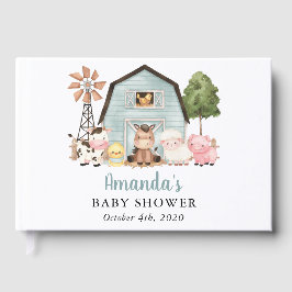Livro De Visitas Farm Animals, Cute Animals, Blue Barn, Baby Shower