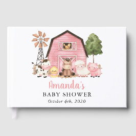 Livro De Visitas Farm Animals, Cute Animals, Pink Barn, Baby Shower