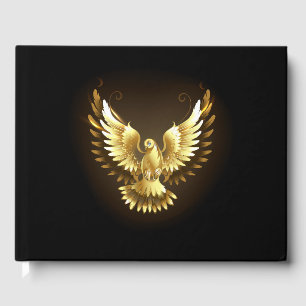 Livro De Visitas Faux Gold Foil Peace Dove em Preto