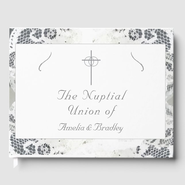 Livro De Visitas Faux Lace Wedding (Frente)