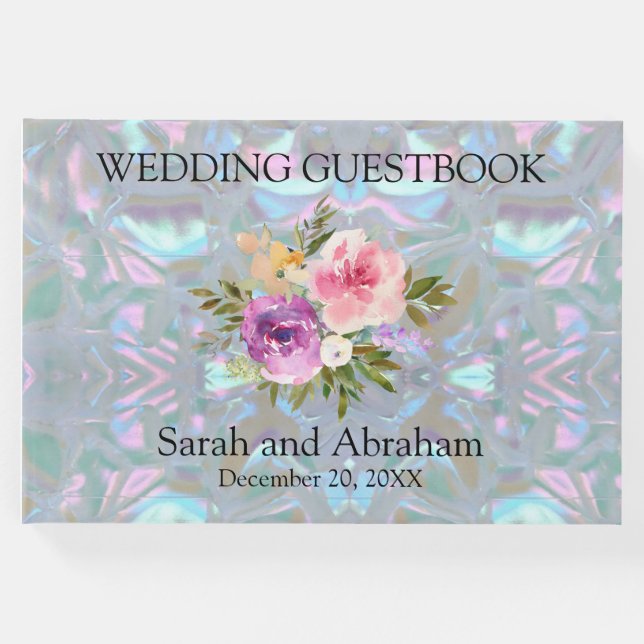 Livro De Visitas Faux Mãe de Pearl Wedding Guestbook (Frente)