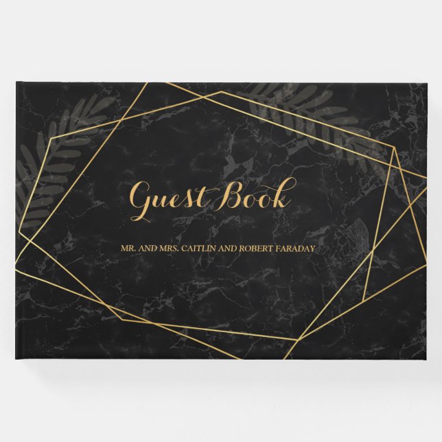 Livro De Visitas Faux Marble Geométrico (Frente)