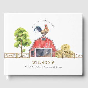 Livro De Visitas Fazenda de frango vermelho Aniversário de criança